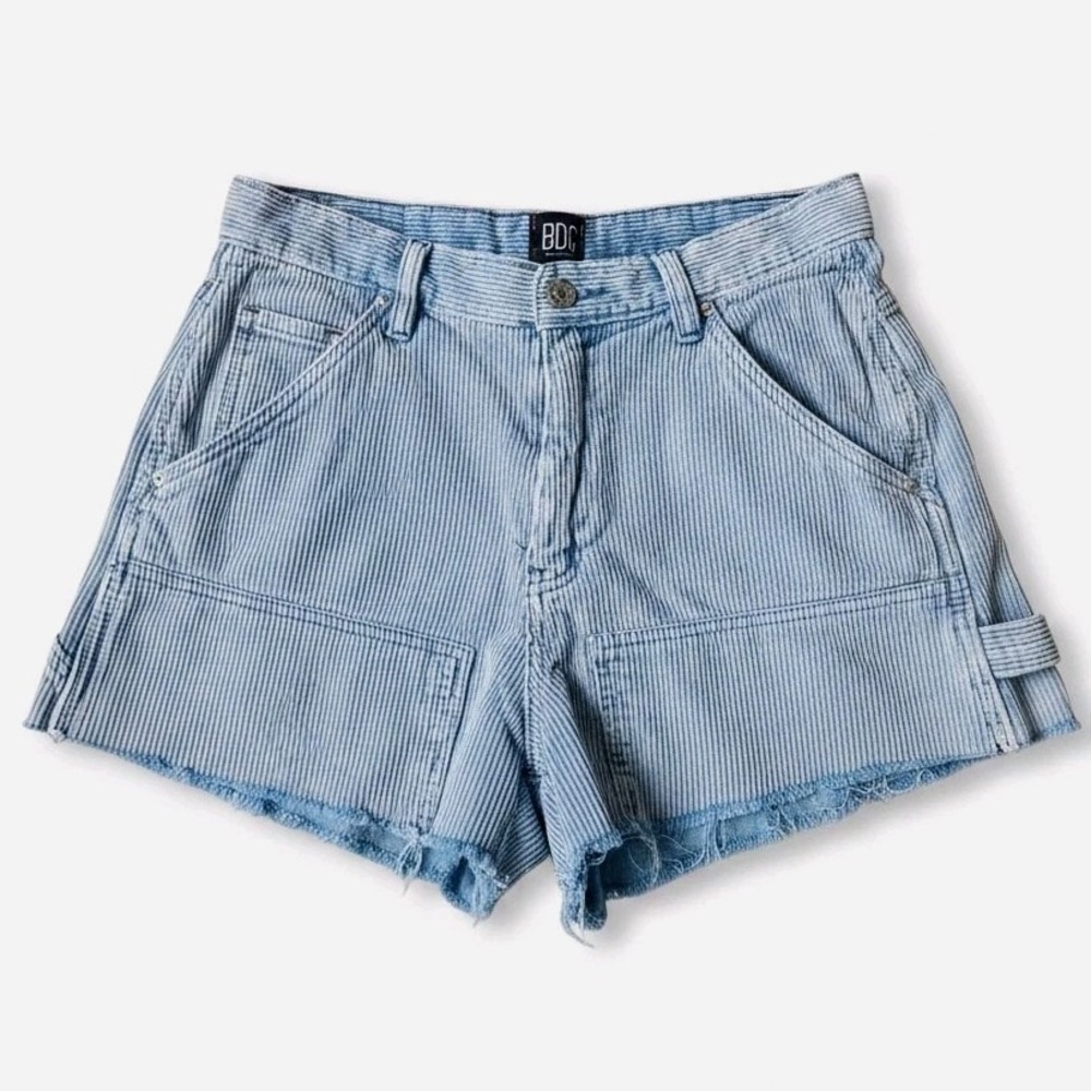 BDG Light Blue Striped Cargo Shorts